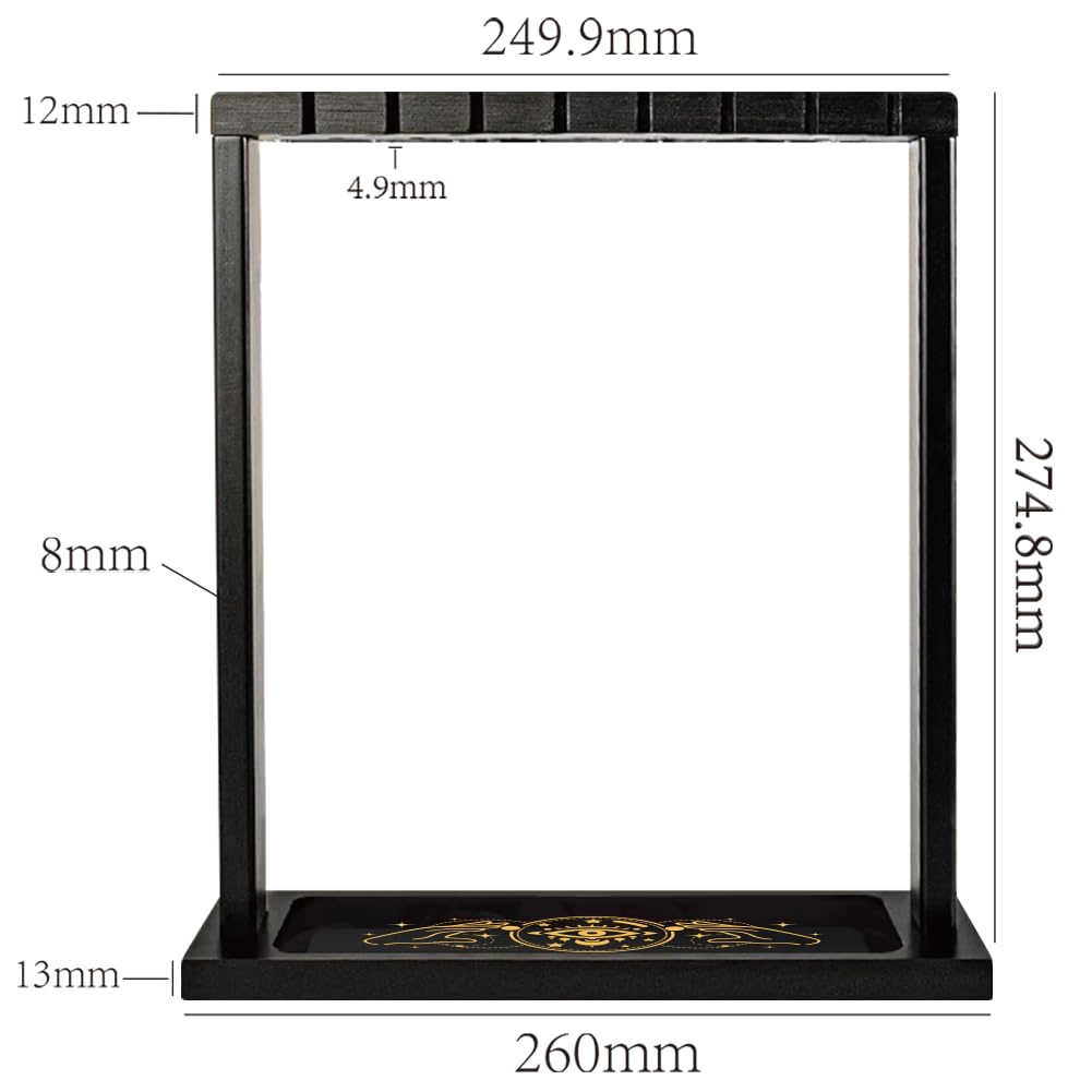 BEUNITONE Wooden Pendulum Crystal Display Holder, Witchcraft Supplies Organizer with Devil's Eye Pattern Tray
