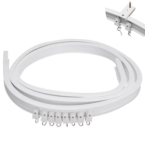 Bendable Plastic Metal Alloy Rod Flexible Window Curtain Track Poles Ceiling Mounting (100cm Ceiling Mount)