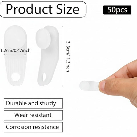 Pangda 50 Pieces White Plastic Curtain Track Glider Hooks - Rail Track Runners Slider for Window and Shower