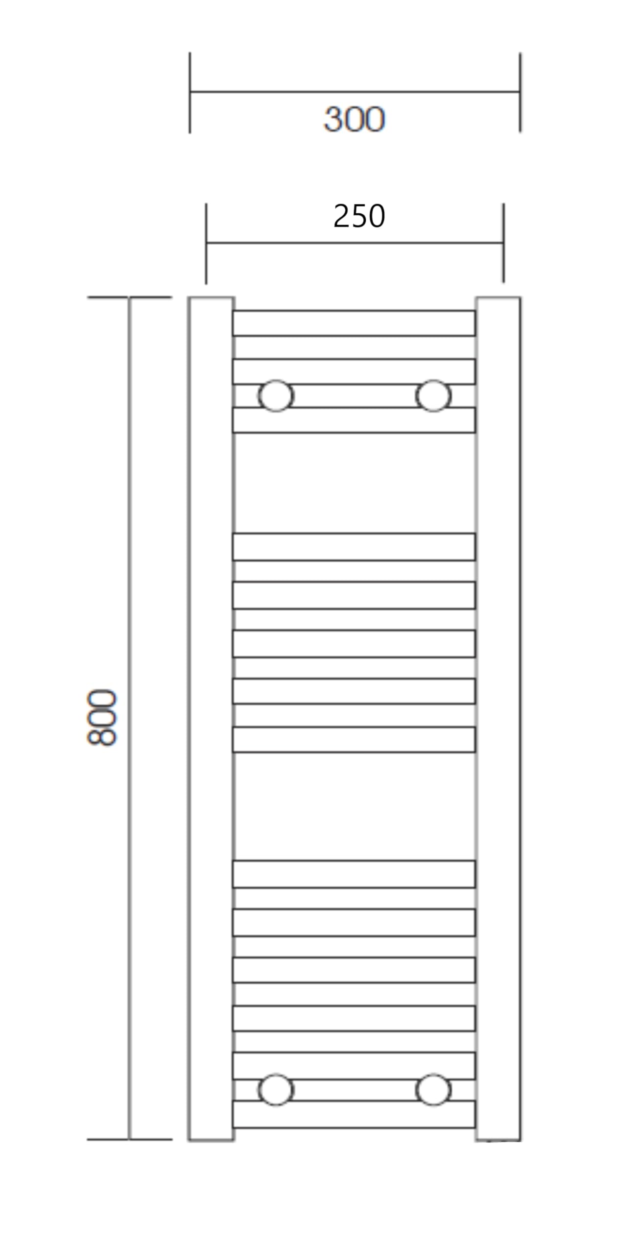 Greened House Chrome Heated Towel Rail 300mm W x 800mm H