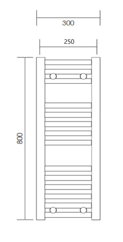 Greened House Chrome Heated Towel Rail 300mm W x 800mm H