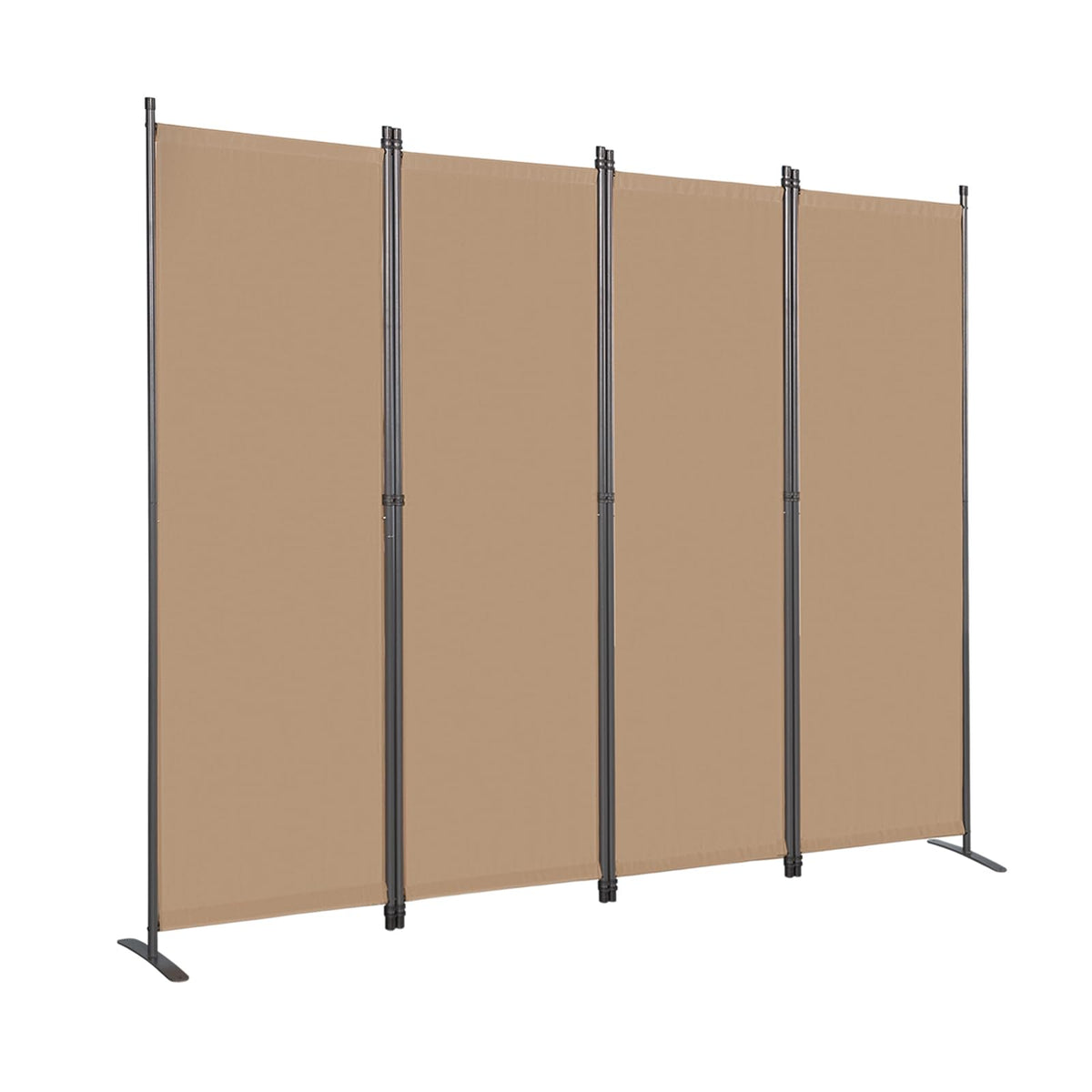 Angel Living 4 Panels Folding Room Divider, Privacy Screen Composed of Polyester Fabric and Sturdy Iron Frame