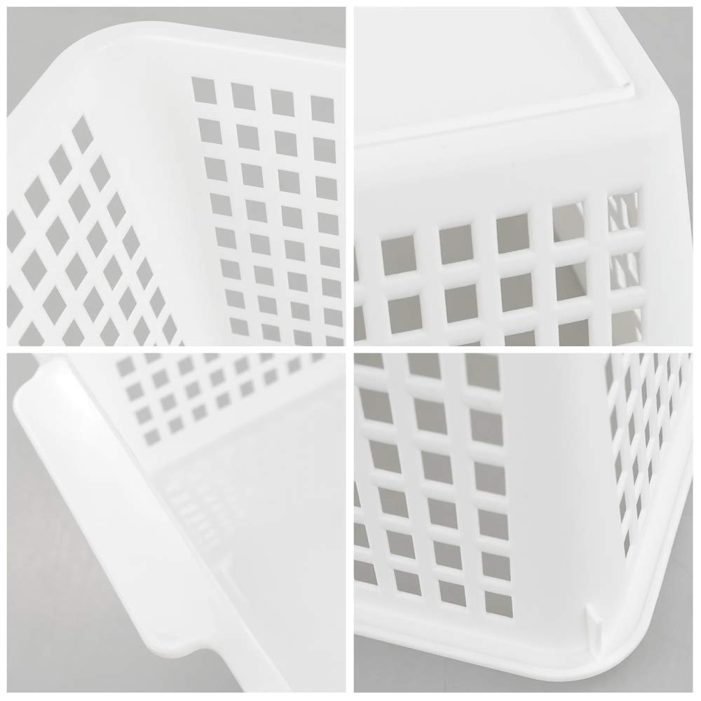 Yarebest Large Plastic Storage Basket Box, Cupboard Storage Baskets, 3-Pack (White)