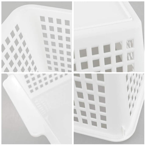 Yarebest Large Plastic Storage Basket Box, Cupboard Storage Baskets, 3-Pack (White)