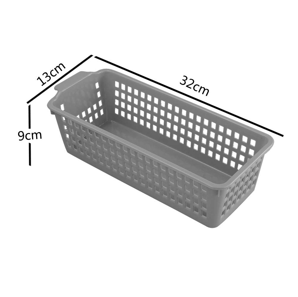 Bblina Plastic Baskets for Storage, 3-Pack Small Grey Basket
