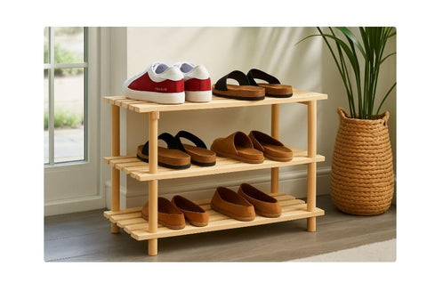 AKSHIDE Wooden ShoeStorage Rack, ShoeStorage Organiser, Shoe Shelf for Hallway, Wooden Storage Rack,Slatted Design, Entryway Organiser