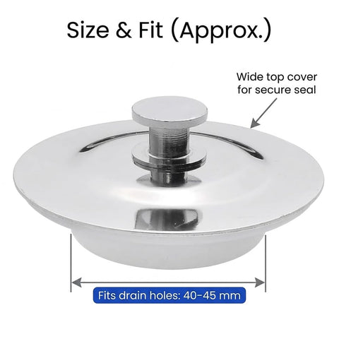 Bath Plug 40-45mm Hole, Stainless Steel Bathtub Plug with Anti-Leak Seal, Secure Fit Drain Stopper Replacement, Durable Easy-Use Plug for Tub and Sink