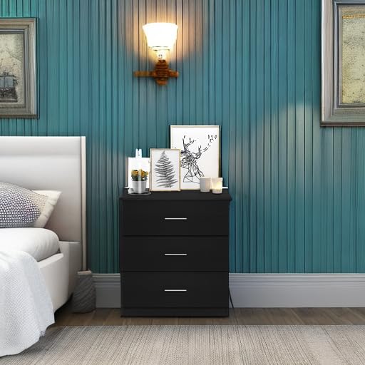 Furinno Tidur Simple Design 3-Drawer Dresser with Handle, Americano