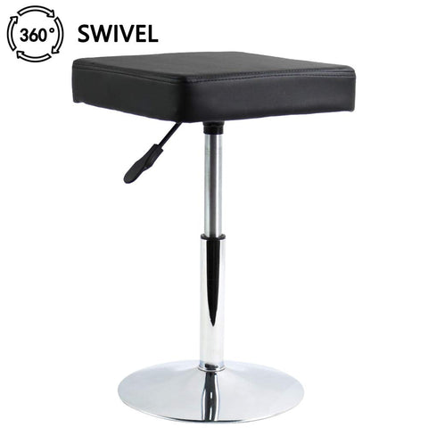 FURWOO PU Leather Square Cutting Stool Height Adjustable Swivel Workshop Barber Shop Beauty Spa Drafting Tattoo Work Stool Short Task Chair