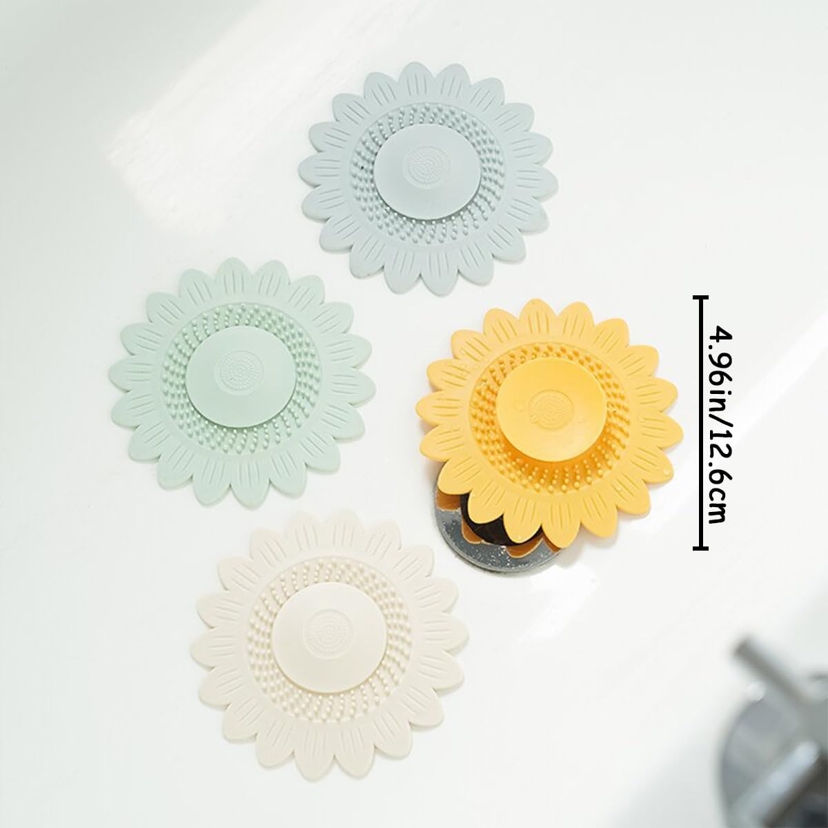 4 PCS Flower Silicone Sink Stoppers Drain Hair Stopper Bathtubs Drainage Plugs Universal Shower Tub Plug Extra Large Shower Drain Covers Protector