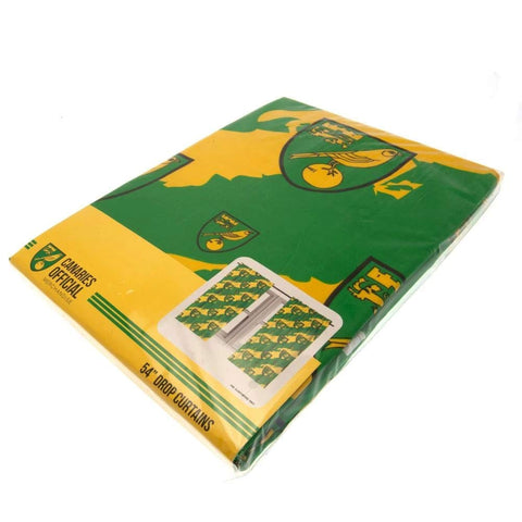 Norwich City FC, Polycotton, Green & Yellow, 54" Drop Curtains