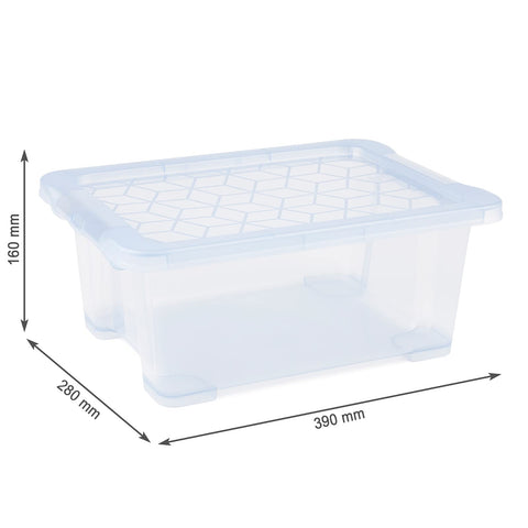 Rotho Evo Easy Storage box 11l with lid, food safe plastic (PP) BPA-free, blue/transparent, 11l (39.0 x 28.0 x 16.0 cm)