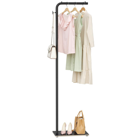 KEYSAFER Metal Coat Stand L- shape Freestanding Clothing Rail 180cm Coat Rack with 1 Hooks for Hanging Clothes Hats and Bags,Stable Rock Base,Clothes