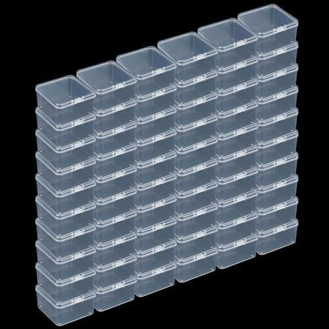 LJY Clear Square Plastic Boxes, 60 Pack, 6.5 x 6.5 x 3.5 cm