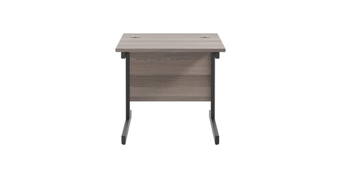 Office Hippo Heavy Duty Rectangular Cantilever Office Desk, Grey Oak Top/Black Frame, 80x80 cm
