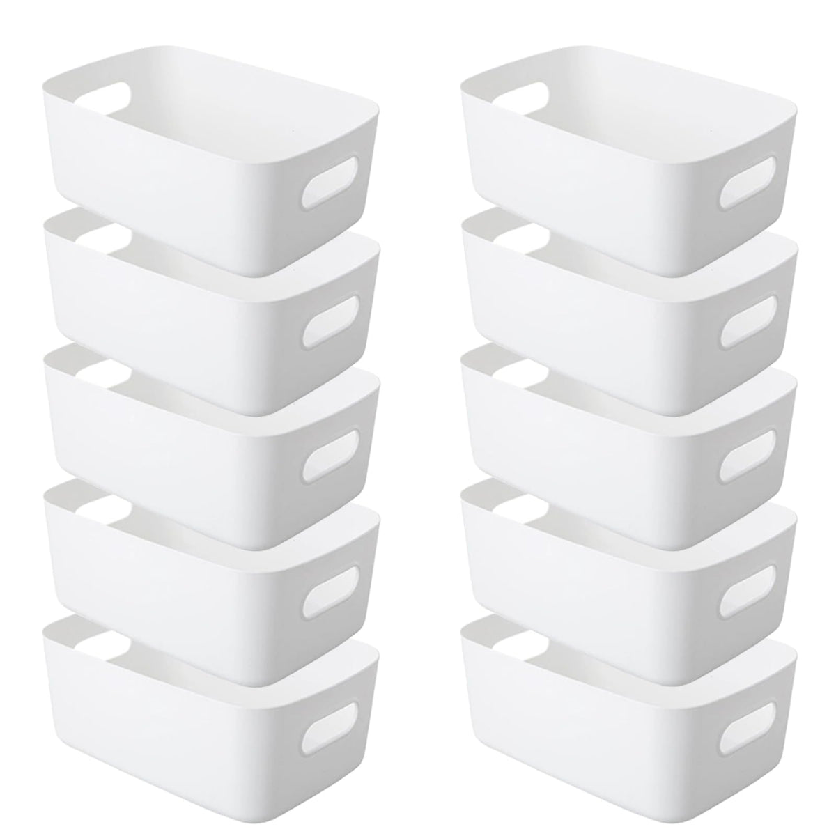 YUNSHANGHE Pack of 10 Storage Boxes Plastic Storage Basket with Handles, 30 x 20 x 12 cm Storage Plastic Box for Kitchen Cabinet Bathroom Shelf