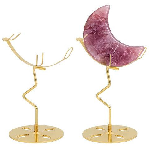 NBEADS 2 Sets Crystal Display Holder, 7.9x13.5cm Moon Shaped Small Rock Display Stand Sphere Display Holder for Gemstones Geodes Mineral Agate Home