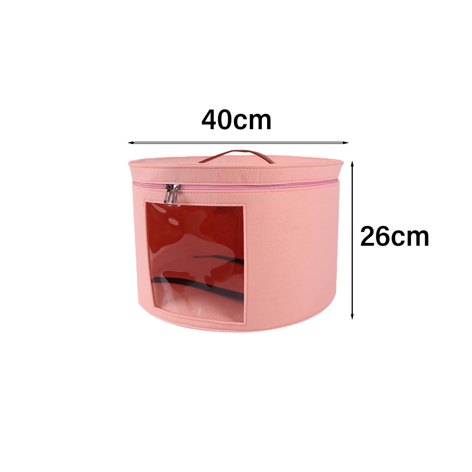 DYOUen Hat Boxes Hat Storage Box Felt Round Hat Box Foldable with Carry Handle and Clear Window for Wardrobe Organization, Travel,Dustproof (pink)