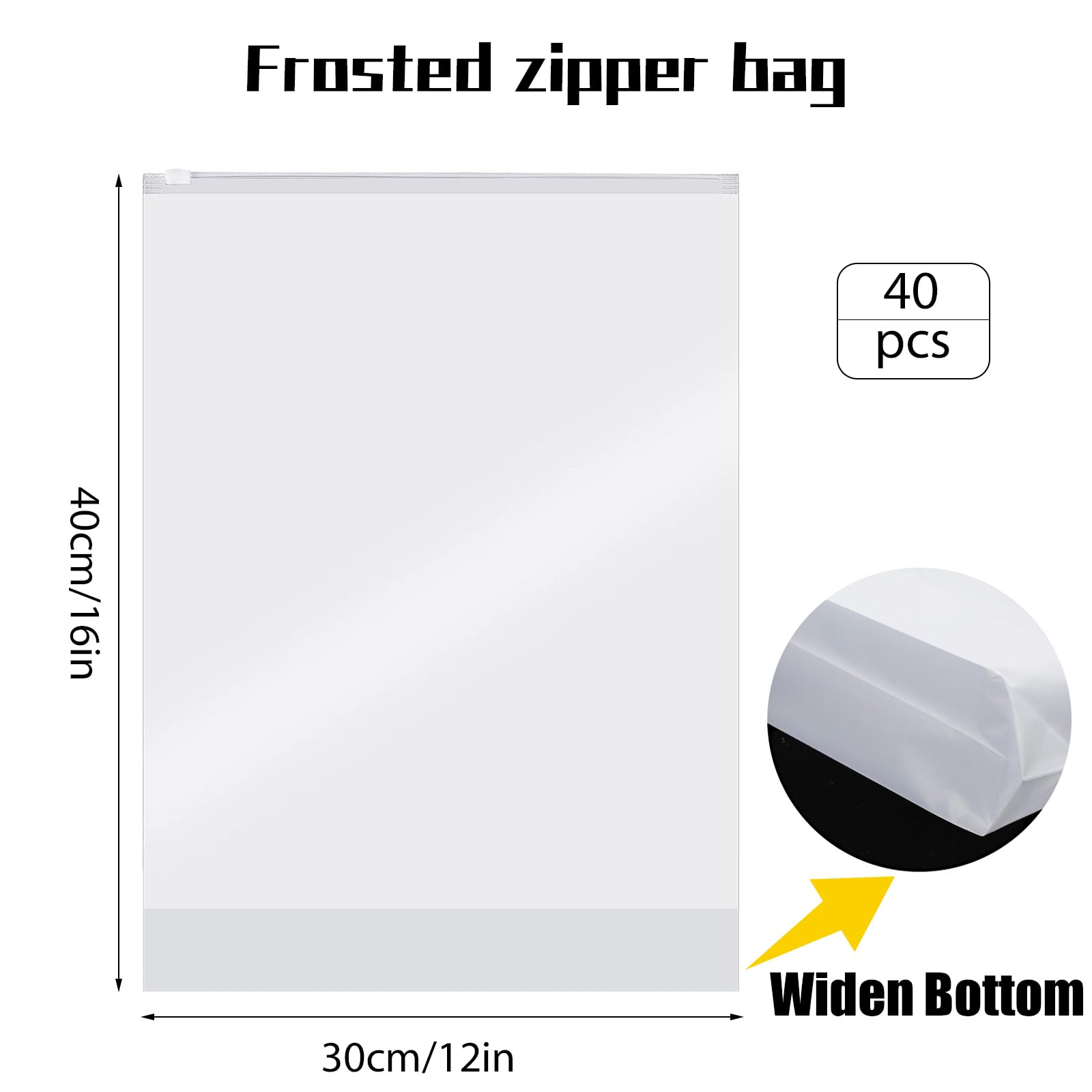 40 Pcs Clear Storage Bags, Reusable Travel Clothes Bags, 40 x 30 CM