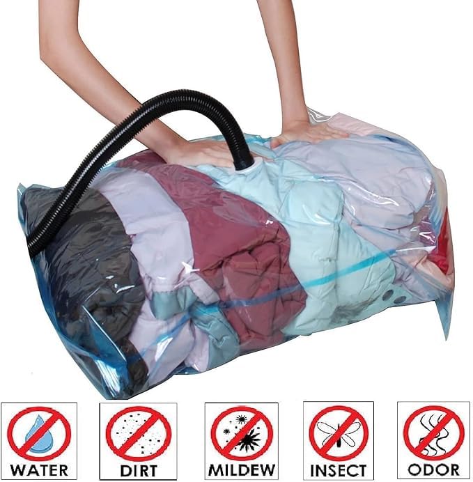 XL Jumbo Vacuum Seal Storage Bag - Space Saver Compression Bag | Strong Clothes Reusable Storage Seal Bags | Jumbo Clear Vacuum Zip Bag