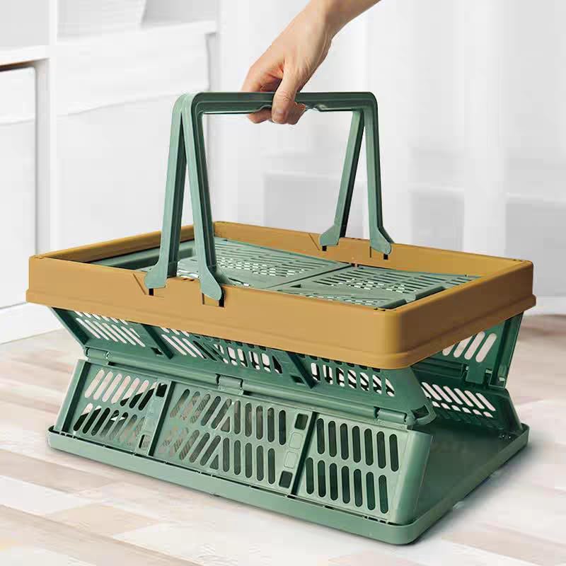 Wuyue Hua Large Collapsible Storage Crates,Plastic Folding Storage Crates,Collapsible Crate with Handles Plastic Stackable Boxes for Bedroom, Office