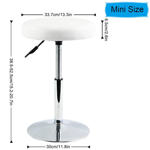 FURWOO PU Leather Short Round Cushion Spa Stool Height Adjustable Swivel Salon Stool for Home Kitchen Barber Shop Small(White)