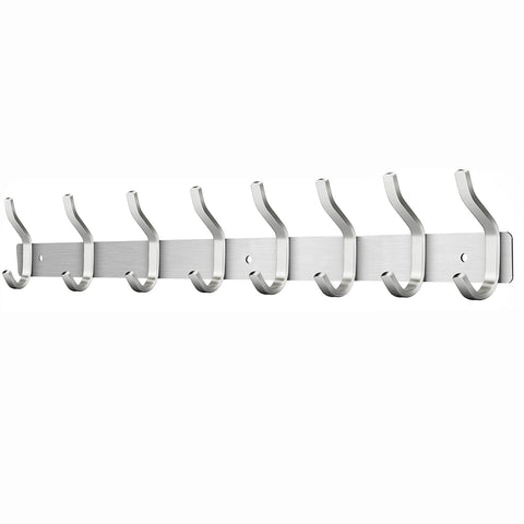 MEIJO Coat Hooks Wall Mounted, Coat Rack Wall Mounted Stainless Steel with 8 Hooks Heavy Duty Coat Hooks for Door, Bedroom, Bathroom, Kitchen