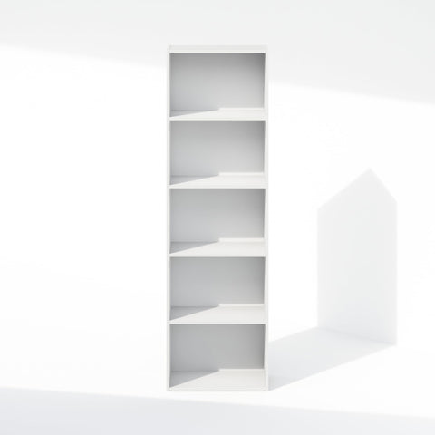 Furinno LUDER Book Shelf, 5-Cube Bookshelf, Bookcase with Open Shelf, 23.88 x 40.13 x 132.08 cm, for Living Room, Bedroom, Home Office, White