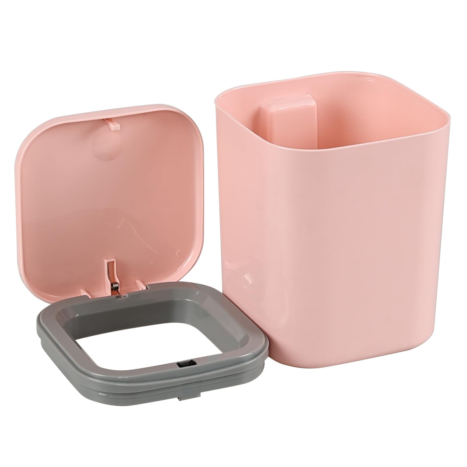 Yesdate Table Bin Mini Desk Rubbish Bin with Lid, 2 Litre Small Table Wastebasket for Office, Home, Bathroom, Bedroom, Car (Pink)