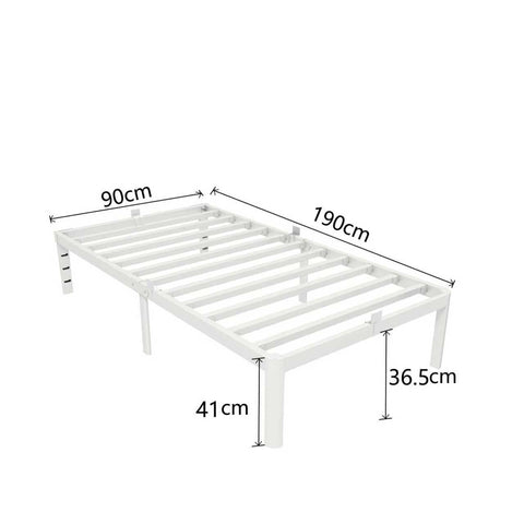 KVLKBV Single Bed 90 x 190 cm White Frame with Anti-Slip Panels and Large Storage Space (41cm) Ideal for Bedroom and Guest Room