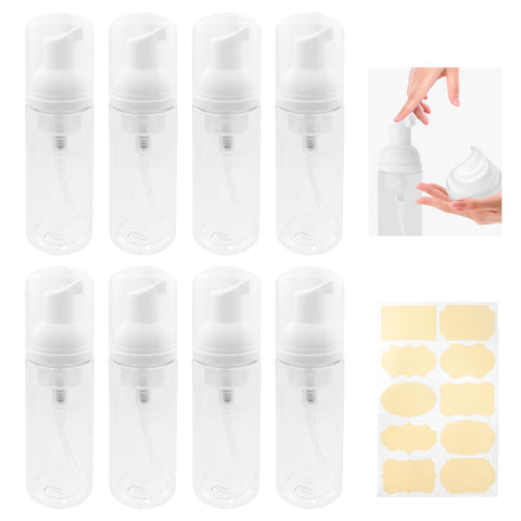 TTQiAnJ 8 Pcs 60ml Foam dispenser bottle,White Travel Empty Plastic Refillable Foam Pump Bottle,for Cleaning,Travel,Makeup