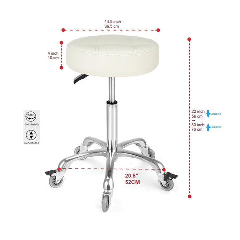 McDooFly Adjustable Heavy Duty Stool - Rolling Stools with Locking Caster Wheels - Swivel Stools Backless Chair for Home Kitchen Office Shop Tattoo