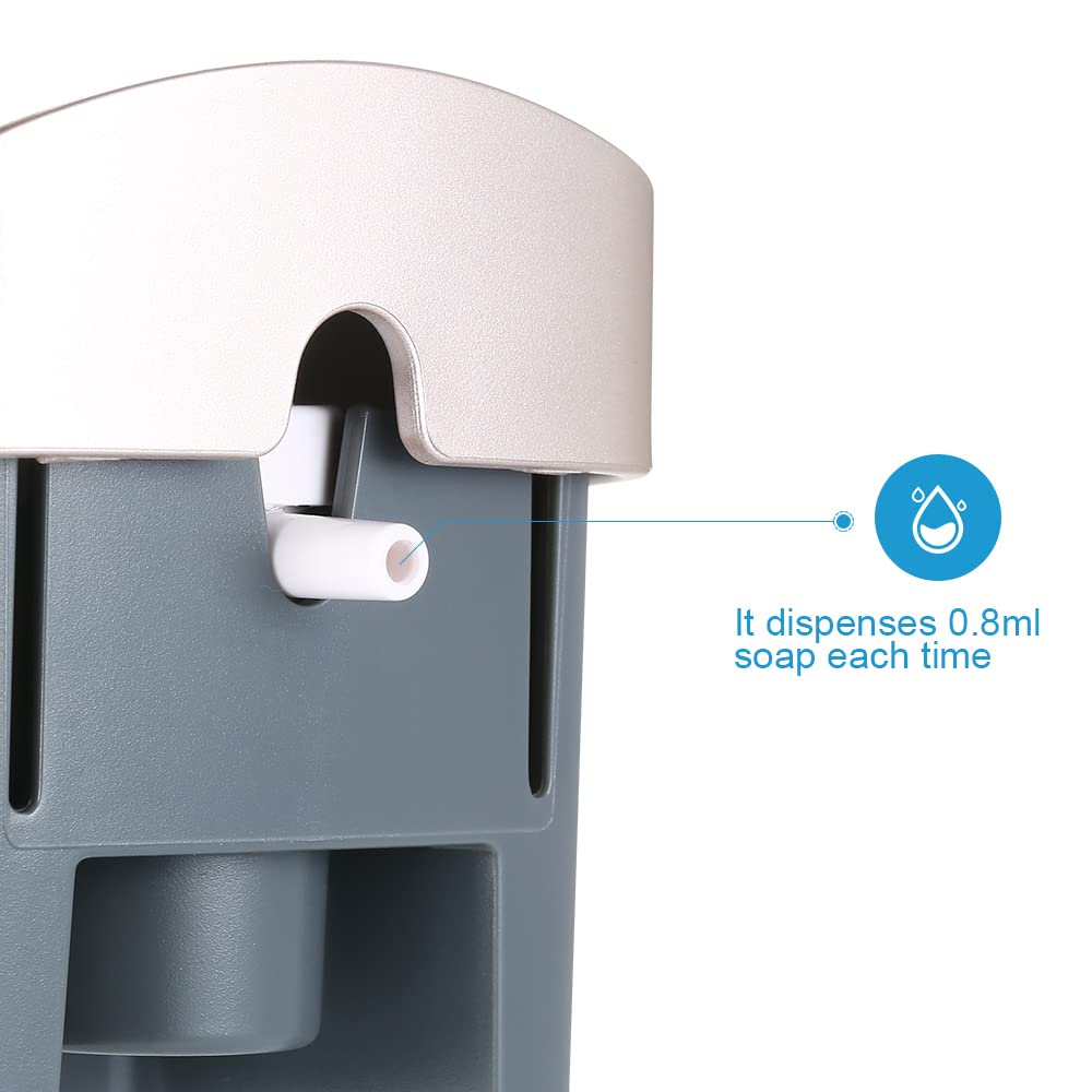 Decdeal Soap Dispenser Wall Mounted, 300ml Manual Shower Gel Dispenser Shampoo Sanitizer Dispenser Holder for Hotel, Office, Home