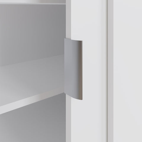 GFW Leighton Sliding Door Shoe Cabinet, Slim White Hallway Shoe Storage Unit for 18–22 Pairs