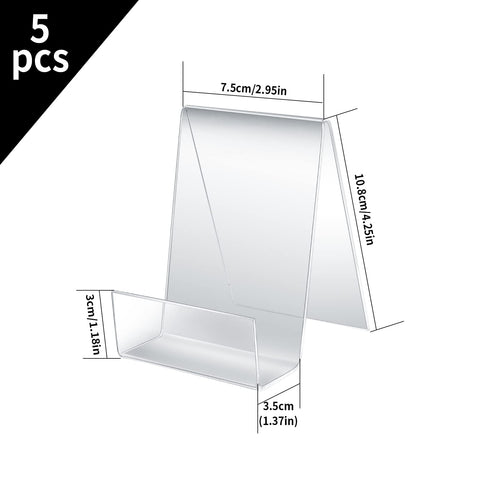 Pack of 5 Slanting Bookends - Acrylic Table Stands for Displaying Photos, Books, Music, Crafts