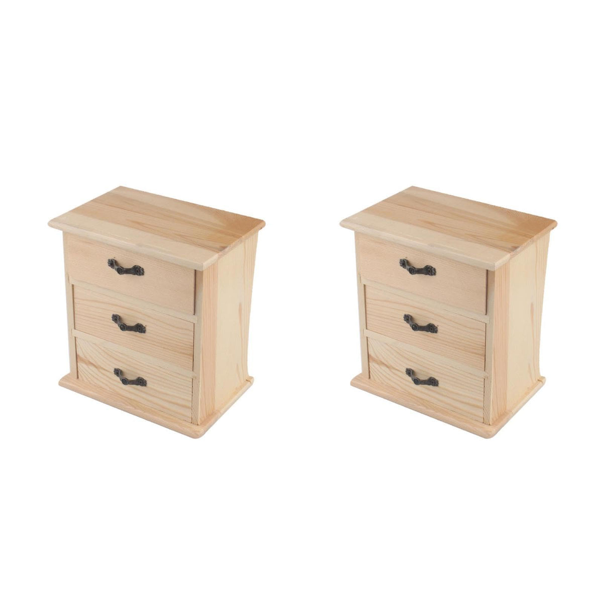 NUOBESTY 2pcs Wooden Cabinets with 3-tier Drawers Desk Storage Boxes for Office Home Jewelry Makeup Organization