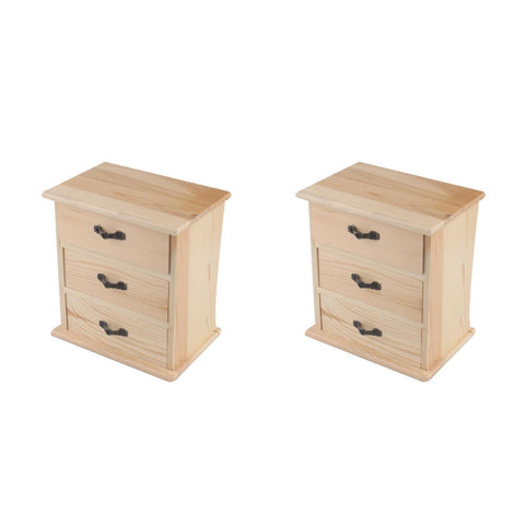 NUOBESTY 2pcs Wooden Cabinets with 3-tier Drawers Desk Storage Boxes for Office Home Jewelry Makeup Organization