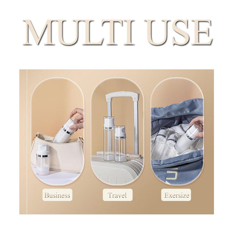2Pcs 100ml/3.3oz Empty Refillable Clear Plastic Airless Lotion Pump Bottles with White Press Top Cosmetic Vacuum Pump Dispensers Vial Storage