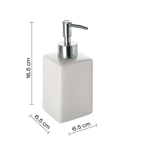 Gedy Queenstown Soap Dispenser, Dimensions and Weight: 16, 5 x 6.5 cm & 0.5 kg, Soap Dispenser in Eco Ceramic, White Finish, R&D Design