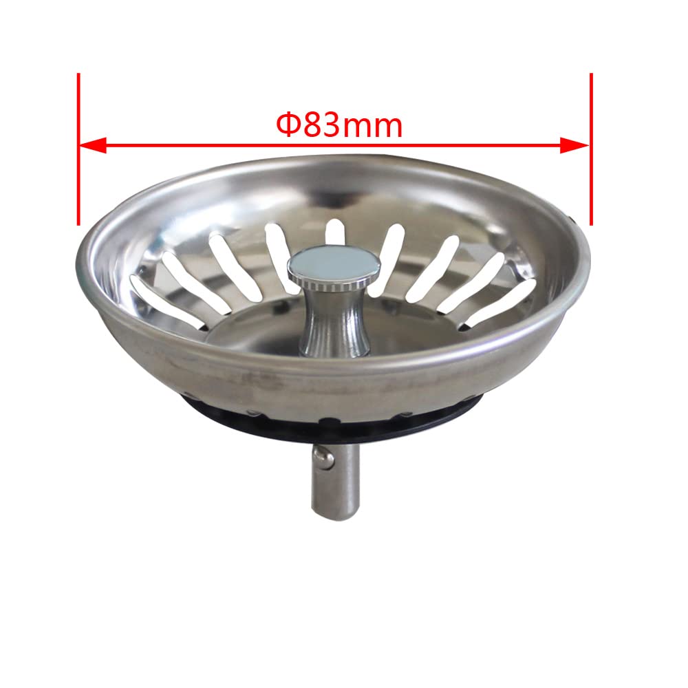 Talea Stainless Steel Kitchen Sink Drain Strainer, Waste Plug For Kitchen Sink, Uk Sink Hole Diameter 83mm