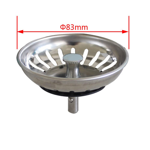Talea Stainless Steel Kitchen Sink Drain Strainer, Waste Plug For Kitchen Sink, Uk Sink Hole Diameter 83mm