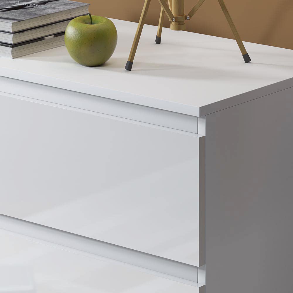 FWStyle Modern 6 Drawer Chest, 40 cm Length x 120 cm Width x 77 cm Height, White Gloss