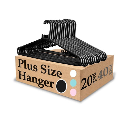 Urby Extra Wide Hangers for Plus Size Clothes, 19 Inch, Plastic, 20pk