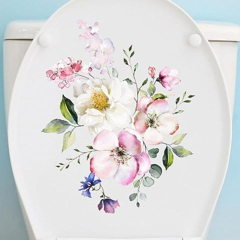 Toilet Lid Stickers, Bathroom Toilet Decals, Flower Butterfly Decals Self-Adhesive Sticker for Bathroom, Wall Decor Sticker Toilet, Bathroom Décor