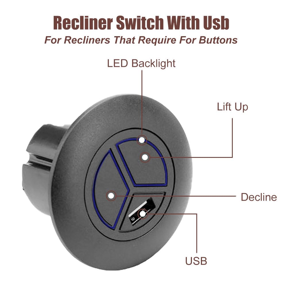 Les-Theresa Recliner Chair Recliner Controller, Recliner Controller, 2 Button Stand Sofa Electric Round Hand Control Handset