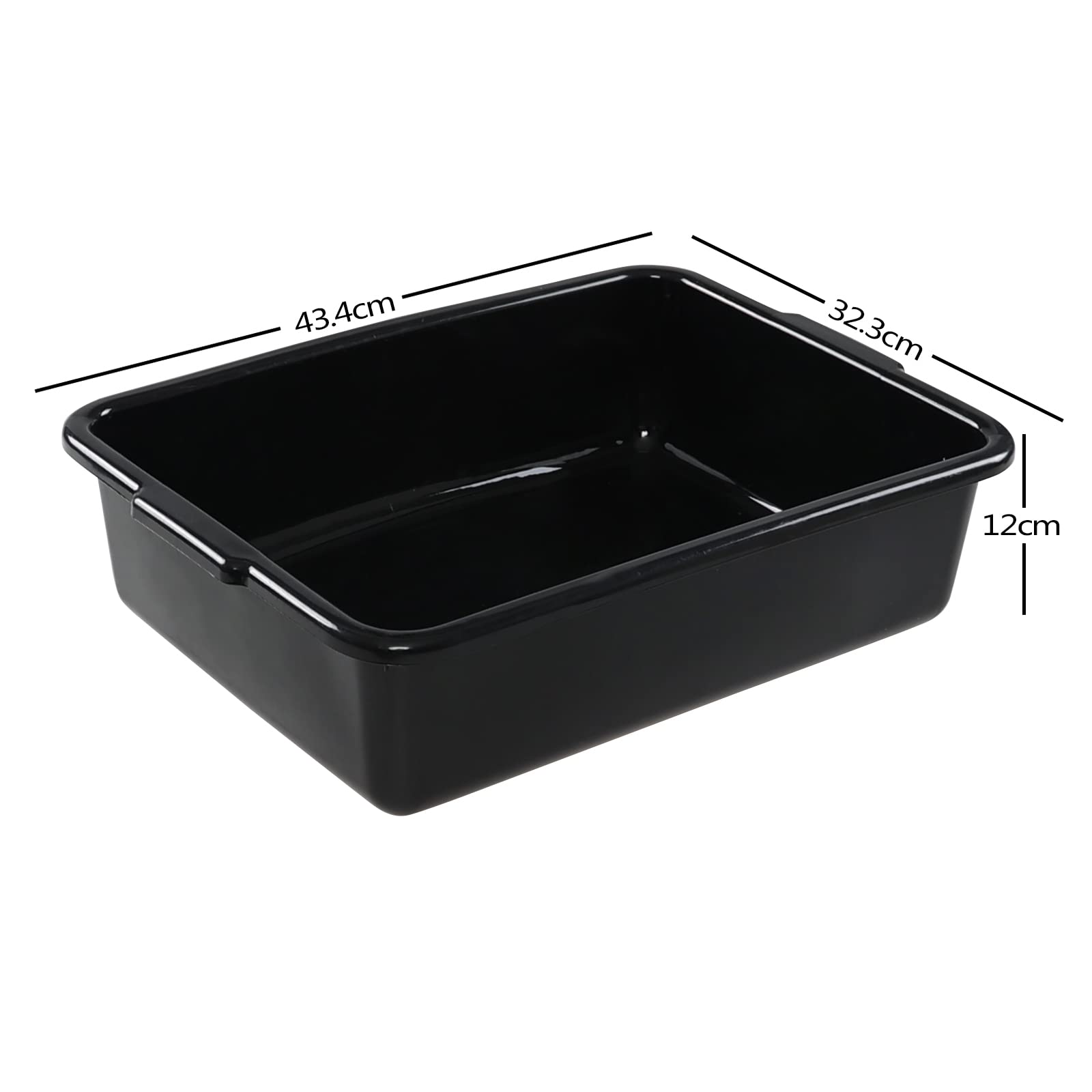 Teyyvn 13 L Plastic Bus Box, Commercial Wash Basin Tote Box, 4-Pack, Black