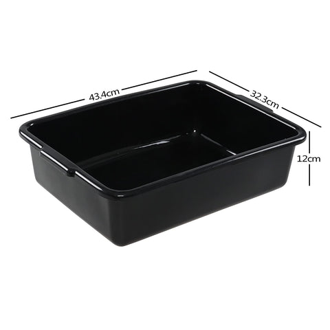 Teyyvn 13 L Plastic Bus Box, Commercial Wash Basin Tote Box, 4-Pack, Black