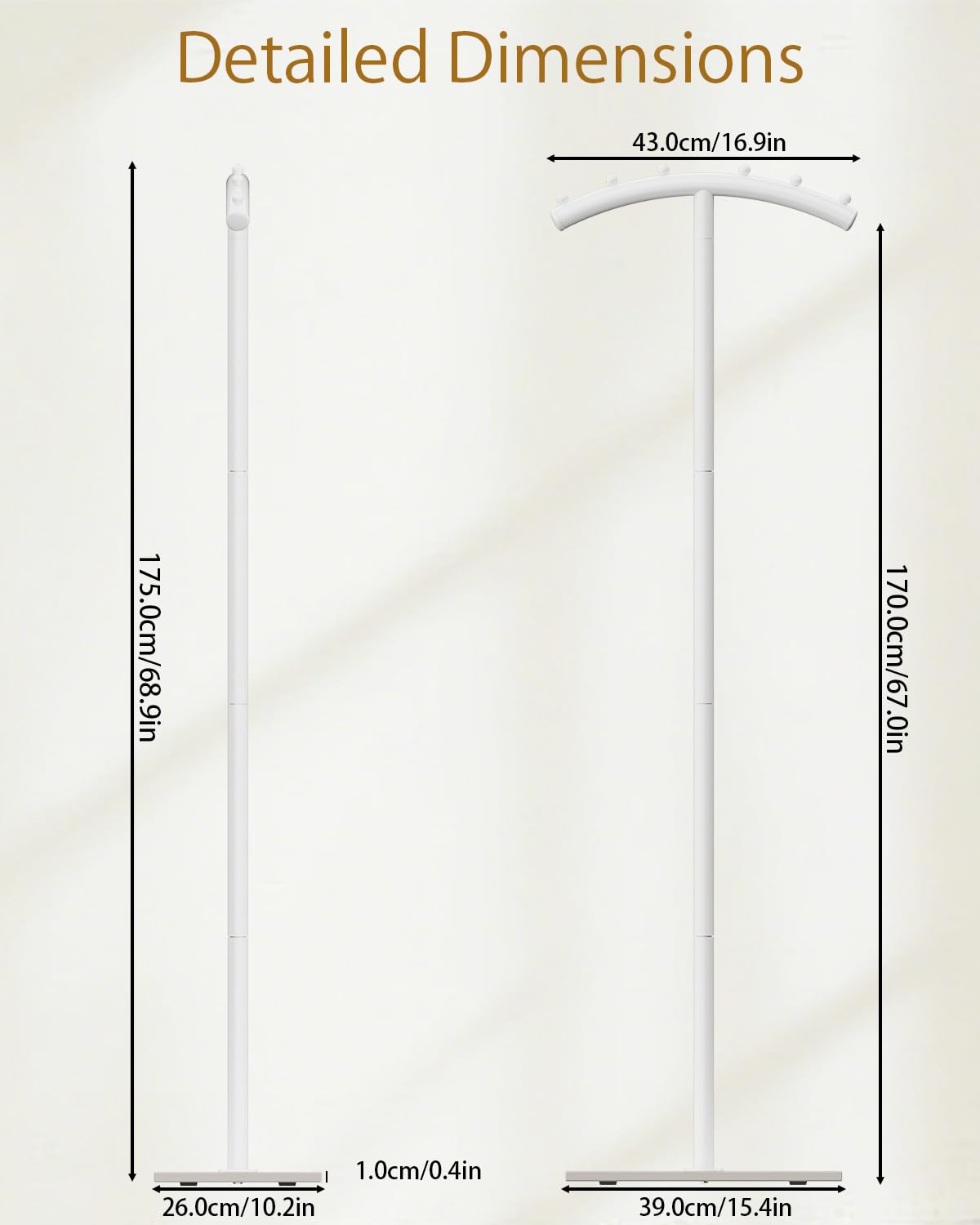 ENUMAIL Freestanding Metal Clothes Rack with Natural Rock Base,175cm,White
