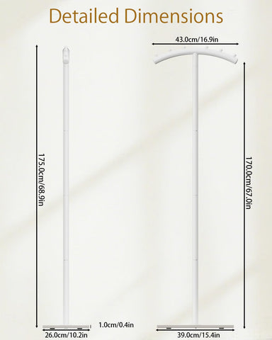 ENUMAIL Freestanding Metal Clothes Rack with Natural Rock Base,175cm,White