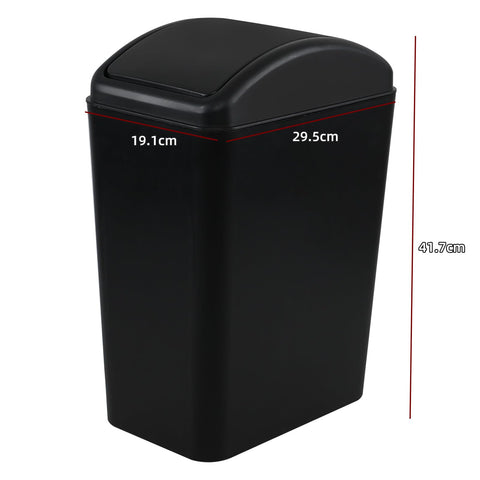 Afromy 15L Plastic Swing Top Trash Can, Slim Garbage Can, Black